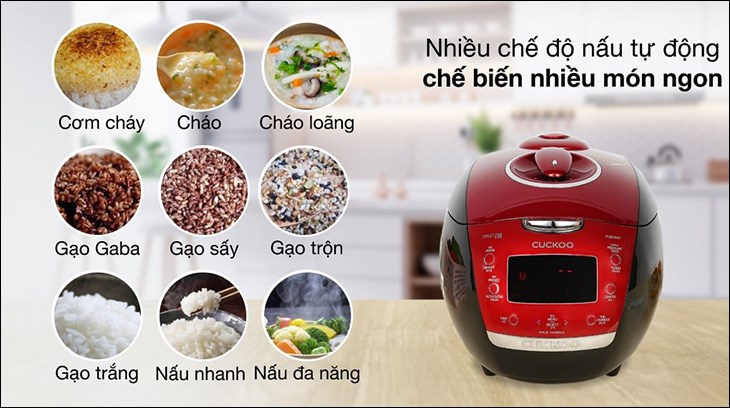 Nồi cơm áp suất cao tần Cuckoo 1.8 lít CRP-HUS1000F cho phép nấu cơm cháy vô cùng đơn giản và nhanh gọn