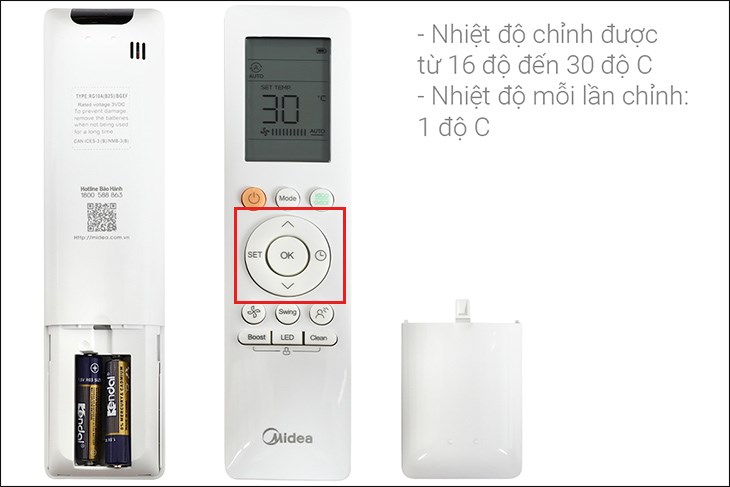 Để tăng/giảm nhiệt độ, bạn nhấn nút mũi  tên lên và xuống