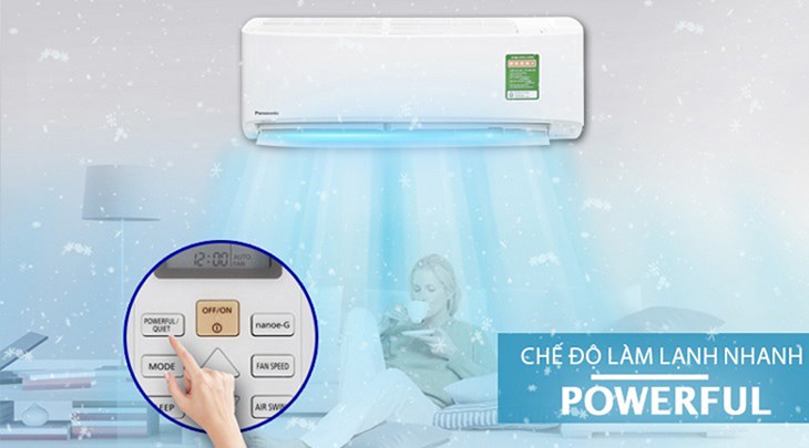 Bạn nhấn nút POWERFUL/QUIET để kích hoạt chế độ làm lạnh nhanh