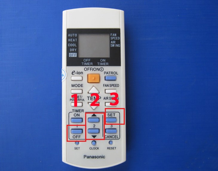 Nhấn nút OFF TIMER, chọn thời gian bật điều hòa và nhấn nút SET để xác định thời gian