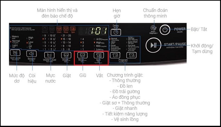 Chọn chức năng khóa con nít cho máy giặt cửa trên LG