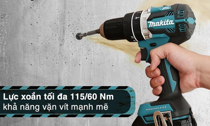 Máy khoan búa, vặn vít pin Makita DHP484RTE 18V có 2 chức năng khoan thường và khoan đục, đồng thời có thể hỗ trợ vặn tháo ốc vít dễ dàng