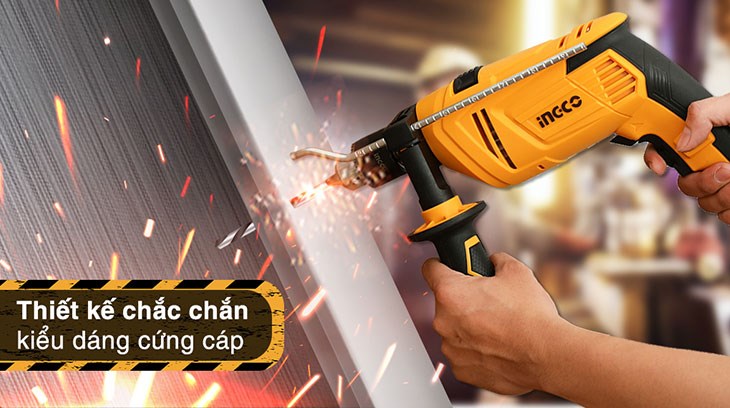 Máy khoan động lực điện Ingco ID8508E 850W có thước đo độ sâu giúp công việc thêm tiện lợi và nhanh chóng hơn