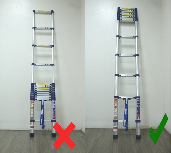 Đảm bảo vị trí đặt thang cách chân tường 70 - 75 độ