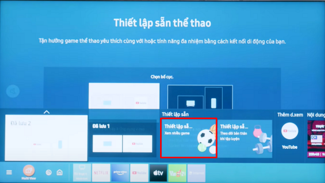 Chọn thiết lập sẵn thể thao