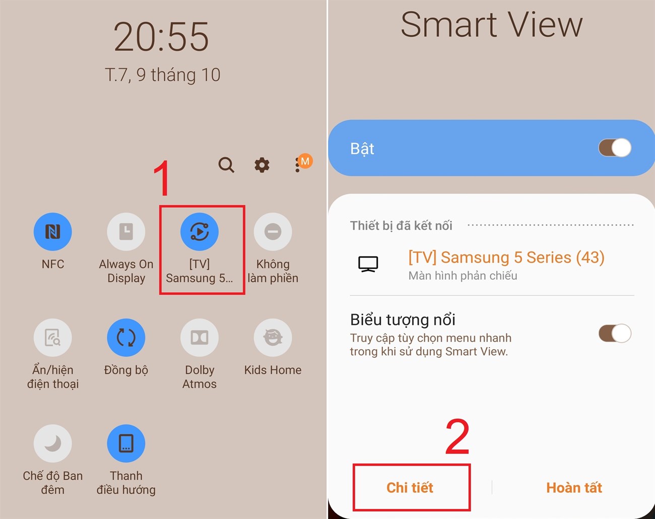 Bạn chọn mục Smart View > Nhấn vào mục Chi tiết