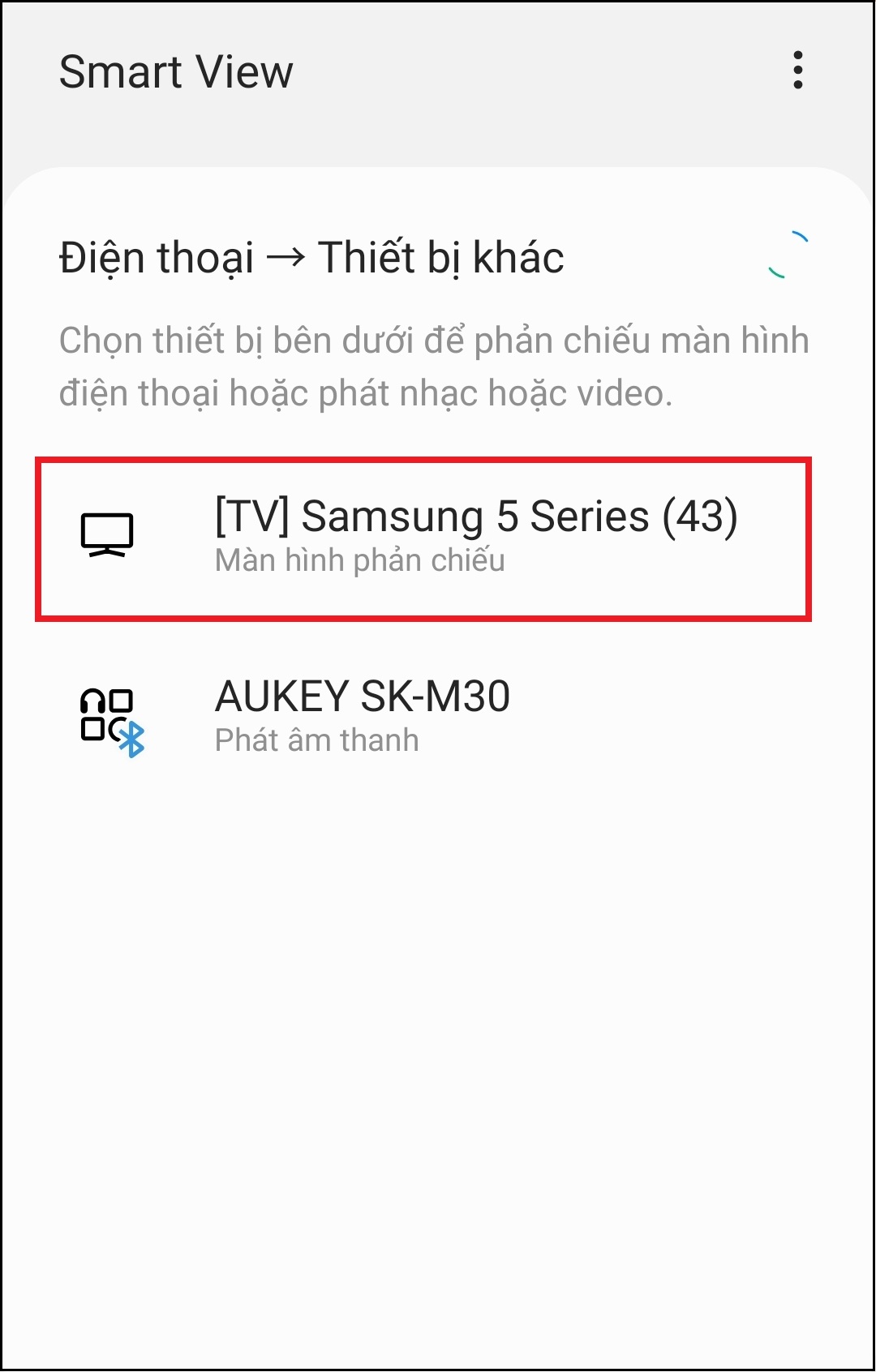 Chọn tên tivi của bạn từ danh sách các thiết bị khả dụng
