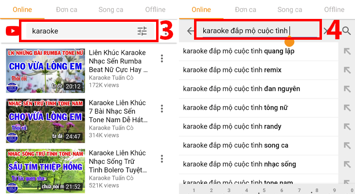 Bạn tìm kiếm bài hát karaoke trên ứng dụng Dkara