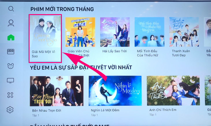 Chọn phim xem từ trang chủ