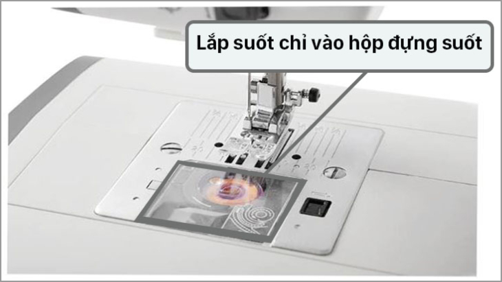 Gắn suốt chỉ vào hộp đựng suốt