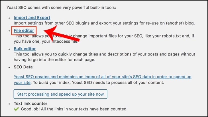 Chọn File editor để chuyển đến trang chỉnh sửa file robots.txt