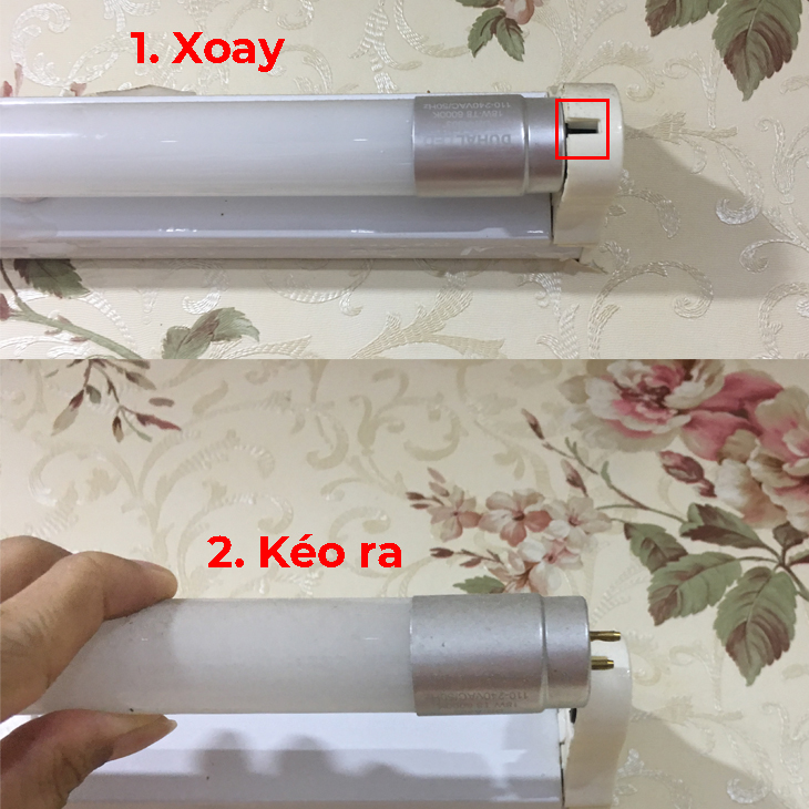 Tháo bóng đèn huỳnh quang cũ