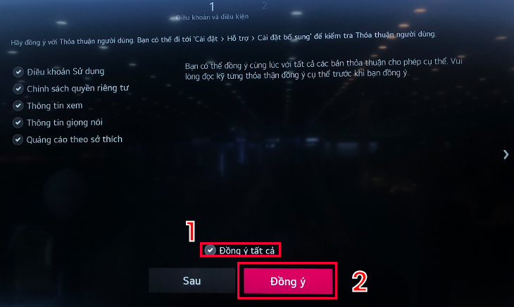 Điều khoản và dịch vụ của LG