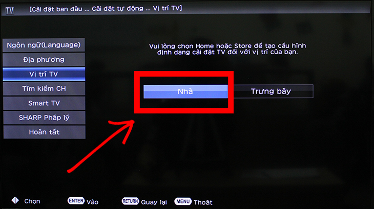 chọn vị trí tv