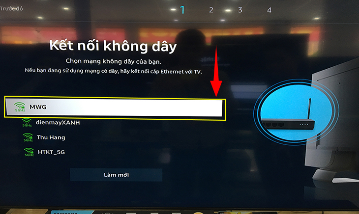 Kết nối Smart tivi Samsung với mạng Wifi đang dùng