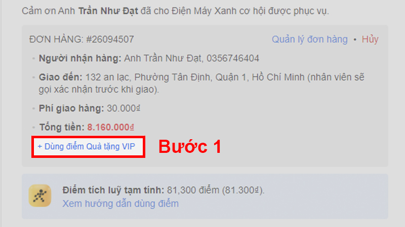 Khách hàng mua hàng trên Website