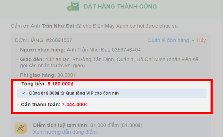 Khách hàng mua hàng trên Website