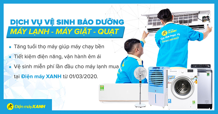 Điện máy XANH nhận vệ sinh máy giặt lồng ngang, máy giặt lồng