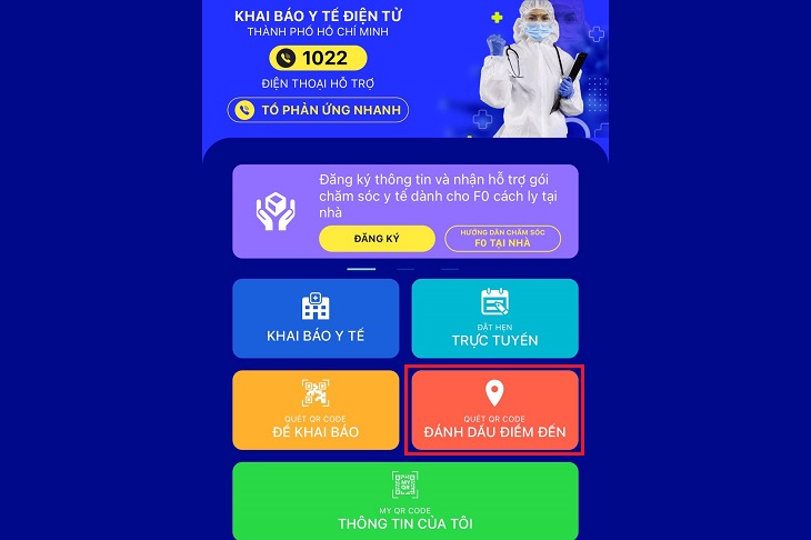 Tại giao diện chính, bạn chọn Đánh dấu điểm đến