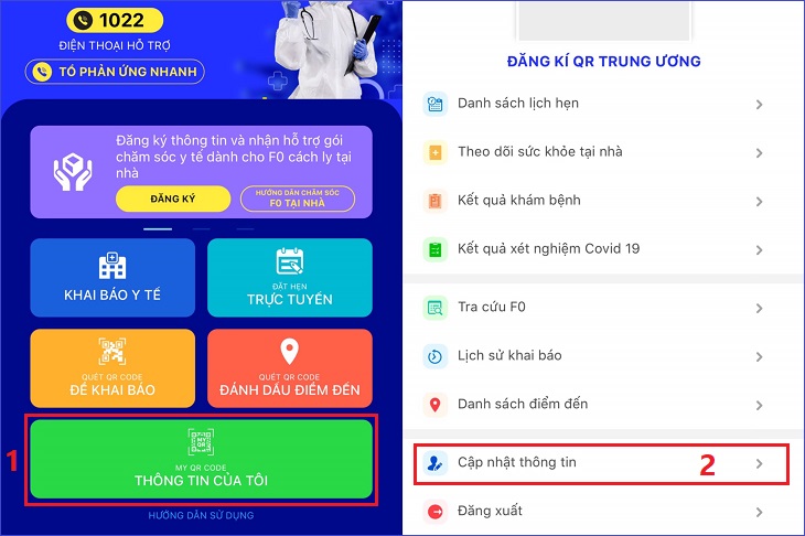 Tại giao diện chính, bạn chọn Thông tin của tôi > Chọn Cập nhật thông tin