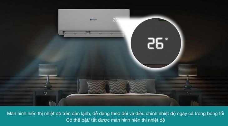 Máy lạnh Casper Inverter 1.5 HP GC-12IS32 được trang bị màn hình hiển thị nhiệt độ dễ quan sát, thuận tiện cho việc cài đặt hẹn giờ