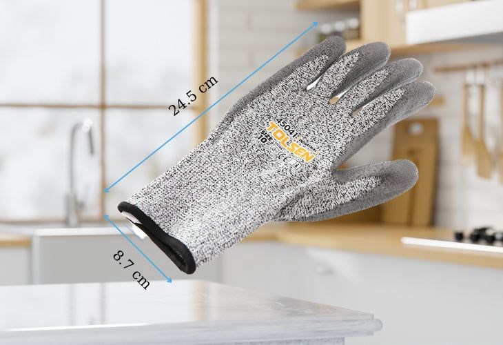 Bao tay vải chống cắt Tolsen 45041 có kích thước vừa vặn và vô cùng thoải mái