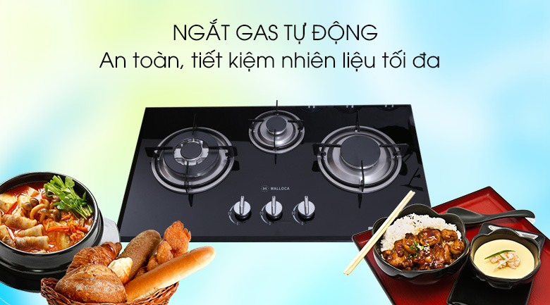 Bếp gas âm Malloca GHG 733B NEW có khả năng tự ngắt ga, đảm bảo an toàn và tiết kiệm năng lượng cho người dùng