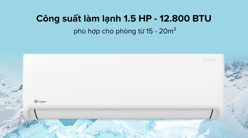 Máy lạnh Casper hai chiều Inverter 1.5 HP GH-12IS33 hoạt động hiệu quả trong không gian từ 15 - 20m² (từ 40 đến 60 m³)