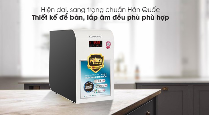 Máy lọc nước RO Korihome WPK-606-K 8 lõi có thể lắp đặt để bàn, treo tường hay âm tủ tiện lợi
