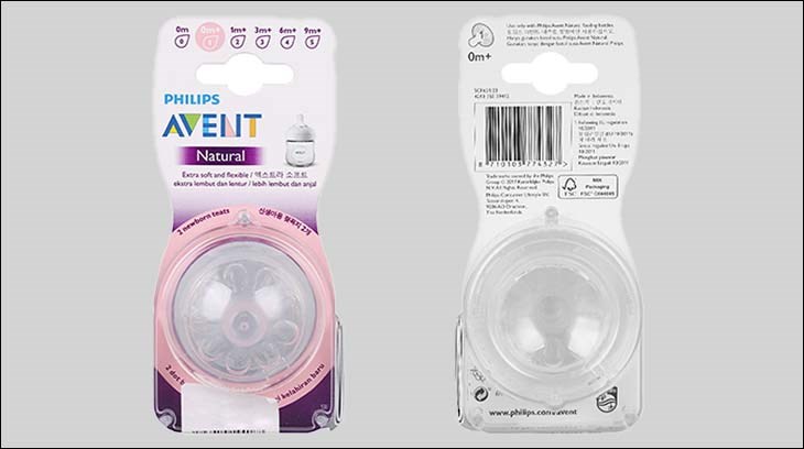 Núm ti silicone Philips Avent cho trẻ sơ sinh SCF651.23 được khuyên dùng cho trẻ từ 0 tháng tuổi trở lên