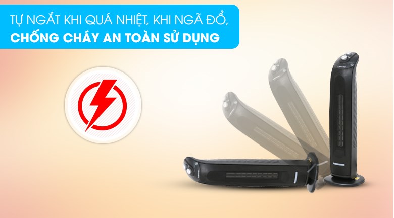 Quạt sưởi gốm Sunhouse SHD7071 sở hữu tính năng tự ngắt khi quá nhiệt giúp tiết kiệm điện năng, hạn chế tình trạng cháy nổ