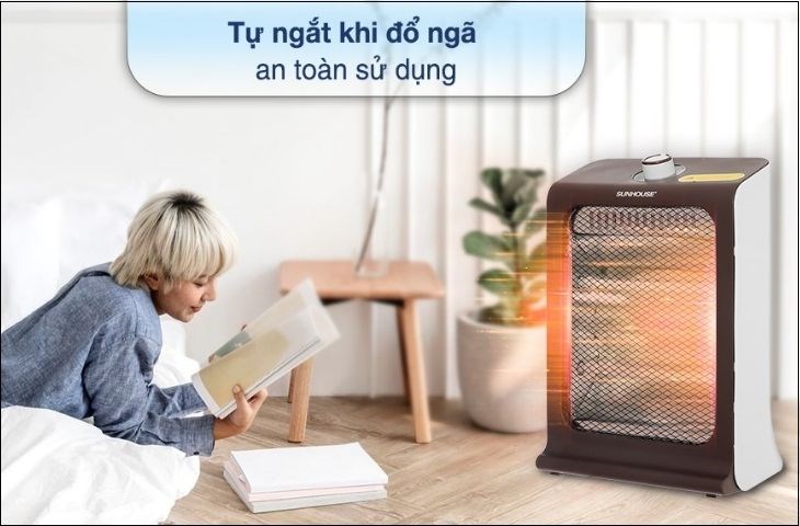 Quạt sưởi hồng ngoại Sunhouse SHD7023 được tích hợp chức năng tự động ngắt điện khi đổ ngã giúp bảo vệ an toàn cho người sử dụng và hạn chế hao phí điện năng