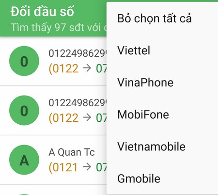 Hướng dẫn chuyển danh bạ từ 11 số về 10 số