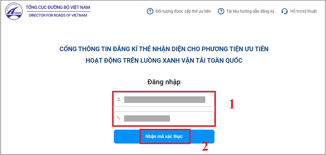 Bước 1: Truy cập vào trang web của Tổng cục đường bộ
