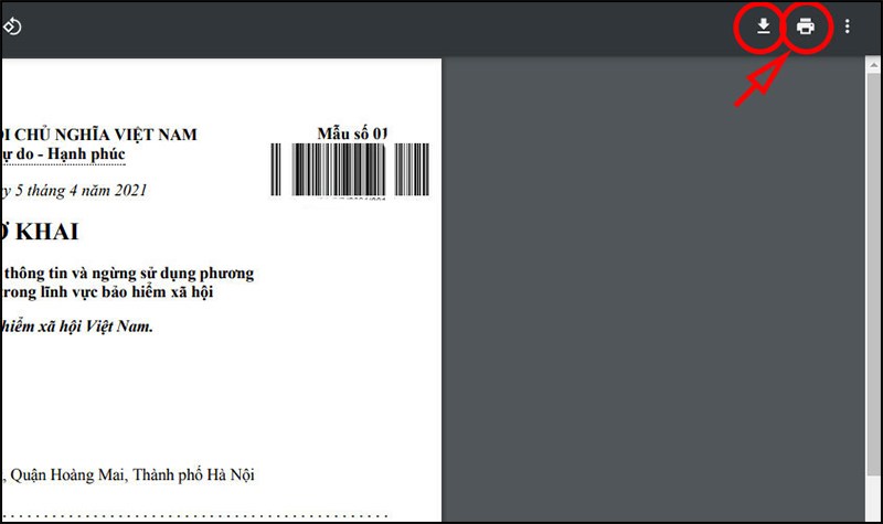 Hệ thống xác nhận hồ sơ, cho tải file PDF tờ khai và gửi SMS thông báo tiếp nhận từ BHXH Việt Nam