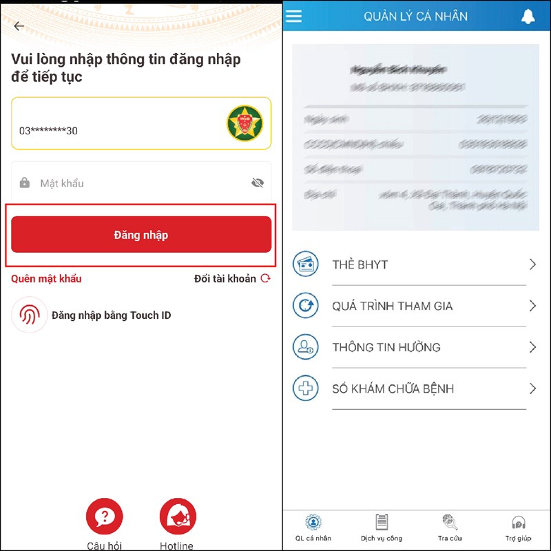 Nhập mật khẩu VNeID để xác thực, hệ thống tự chuyển về VssID là đăng nhập thành công