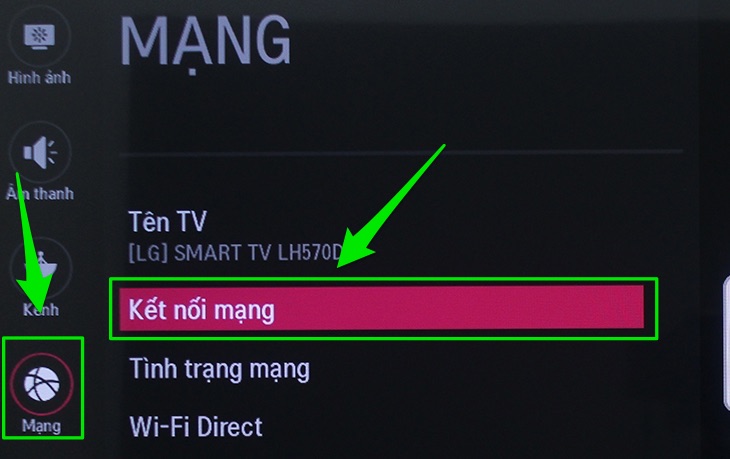 Chọn Kết nối mạng