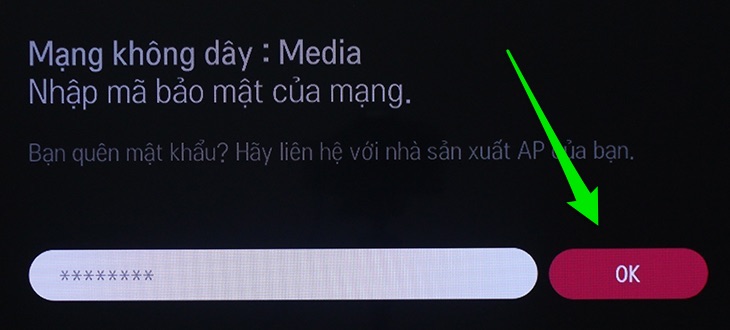 Nhập mật khẩu và chọn OK