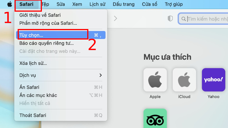 Đối với trình duyệt Safari