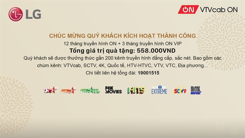 Sau khi đăng nhập thành công, màn hình sẽ hiển thị banner, ấn tiếp tục để sử dụng ứng dụng dịch vụ VTVcab ON