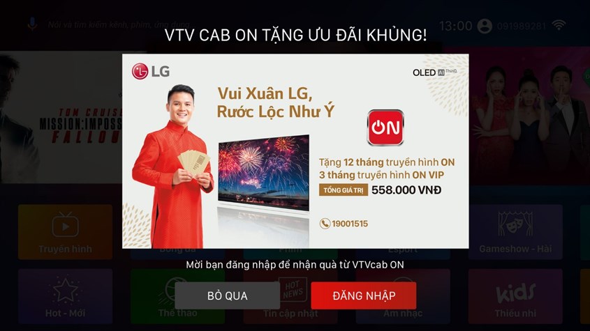 Chọn ứng dụng VTVCab ON