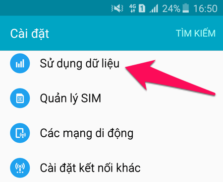 Chọn Sử dụng dữ liệu