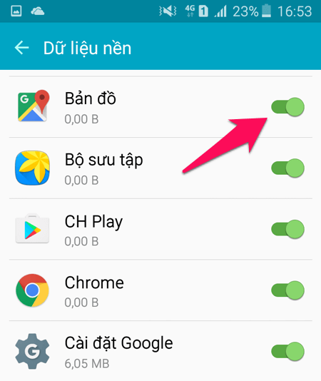 Tắt các ứng dụng không muốn dùng dữ liệu mạng khi chạy ngầm