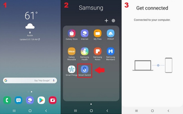 Mở ứng dụng Samsung Smart Switch trên điện thoại