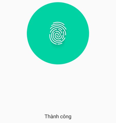 Cài đặt vân tay thành công