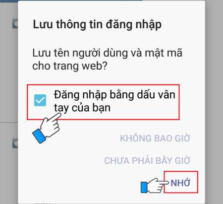 Lưu thông tin đăng nhập