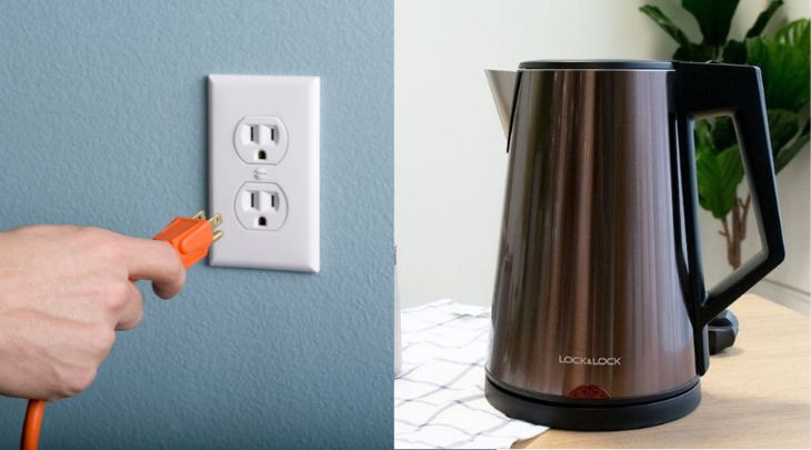 Cắm điện vào ổ cắm để bình tiến hành đun sôi nước