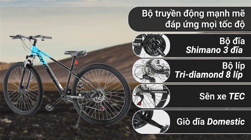Bộ truyền động của xe đạp địa hình MTB Phoenix Hotwheels 27.5 inch được bảo hành 12 tháng tại Điện máy XANH, giúp người dùng an tâm khi sử dụng
