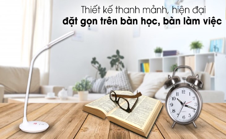Đèn bàn học Điện Quang ĐQ LDL04 có kết cấu vững chắc, phù hợp để nơi thoáng mát như bàn học