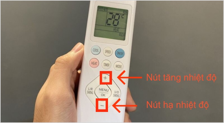Cách điều chỉnh nhiệt độ trên điều khiển điều hòa Casper 2 chiều